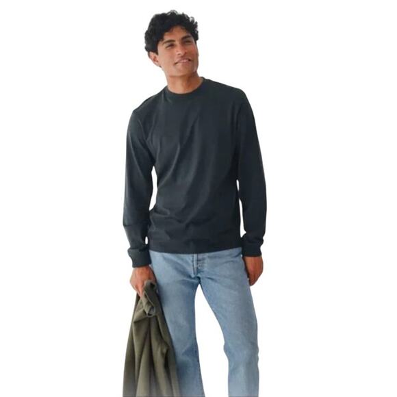 AYR Navy Blue Cotton The Drop Out Long Sleeve Tee - Picture 1 of 9